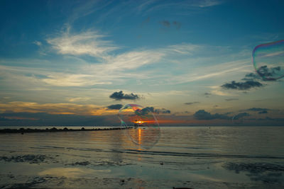 Scenic view of sea at sunset