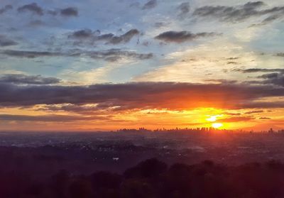 Scenic view of dramatic sky during sunset