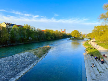 Scenic view of river against sky during autumn