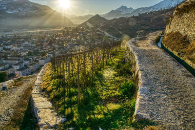 Panoramic view of landscape against sky in city