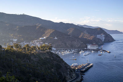 High angle view of city at waterfront