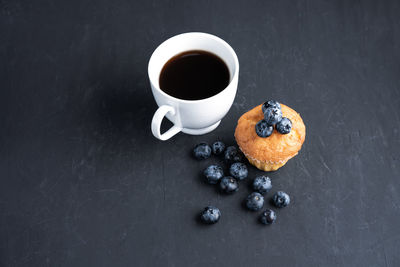 High angle view of breakfast on table