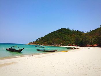 Scenic view of sea against clear sky