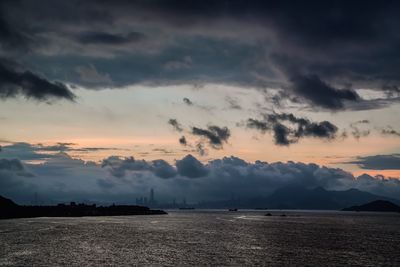 Scenic view of sea against sky at sunset