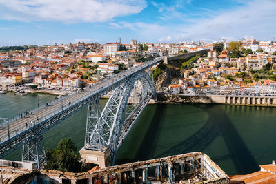 Bridge over douro river against buildings in porto, portugal 