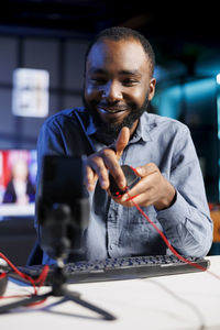 Man working at table