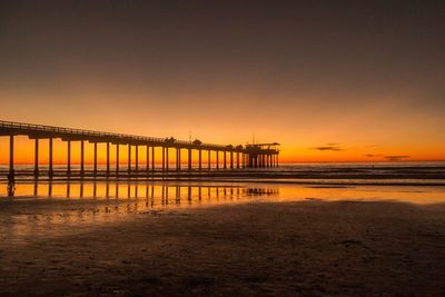 Scenic view of sea against orange sky