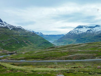 Scenic view of mountains against sky