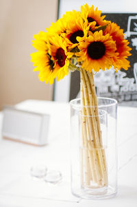 Close-up of flower vase on table