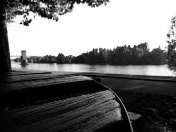 Close-up of lake against sky