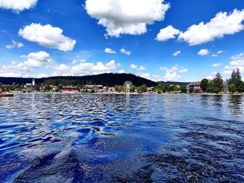 Scenic view of lake against sky