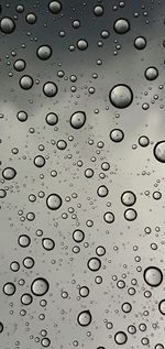 Full frame shot of raindrops on glass