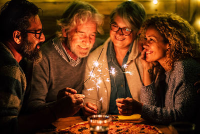 Group of people at enjoying at restaurant