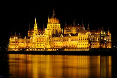 Illuminated city at night