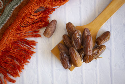 Close-up of dates on table