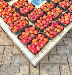 High angle view of fruits for sale in market