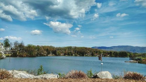 Scenic view of lake against sky