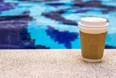 High angle view of coffee on table