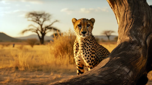 Cheetah standing on field