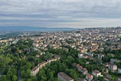 High angle view of townscape against sky