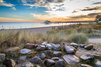 Scenic view of sea against sky during sunset