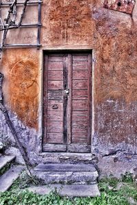 Closed door of house