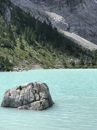 Scenic view of rocks in lake