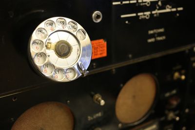 Close-up of telephone booth