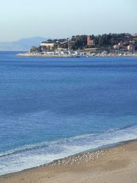 Scenic view of sea against clear sky