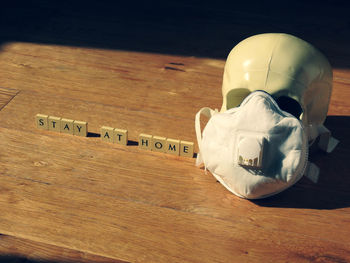 High angle view of toy on table