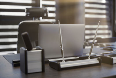 Close-up of laptop on table