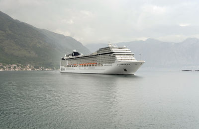 Nautical vessel on sea against sky