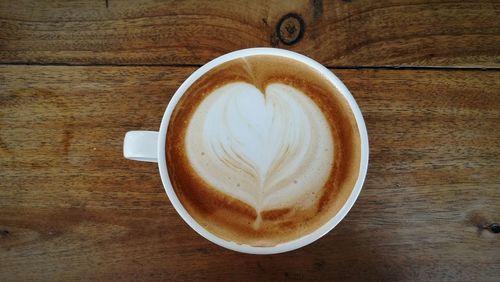 Directly above shot of cappuccino on table