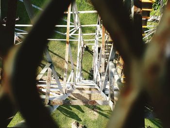 Close-up of bridge against trees