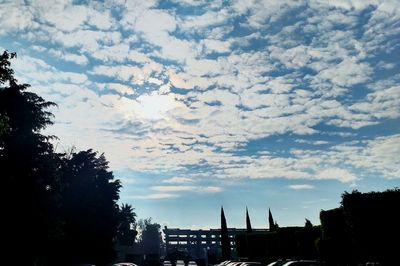 Low angle view of silhouette trees against sky