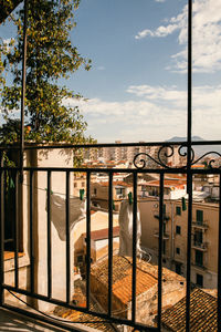 The view form balcony, drying swimsuit, old buildings in palermo, summer vacation destination. 