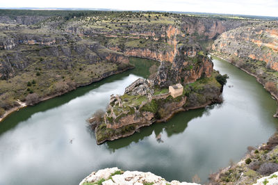 High angle view of river