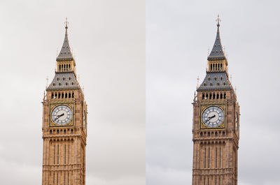 Clock tower against sky in city