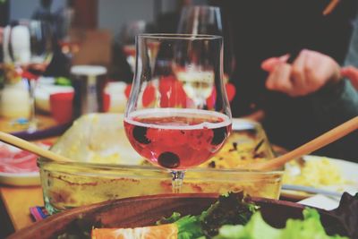 Close-up of served food in restaurant