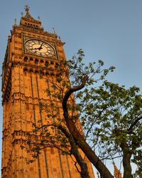 Low angle view of built structure against clear sky