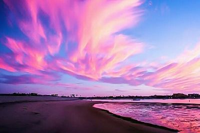 Scenic view of sea at sunset