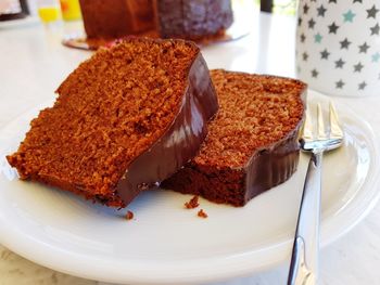 Close-up of cake in plate