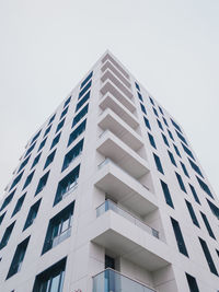Low angle view of modern building against clear sky