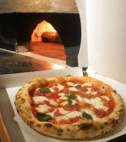 Close-up of pizza on table