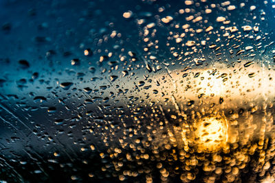 Full frame shot of wet car windshield