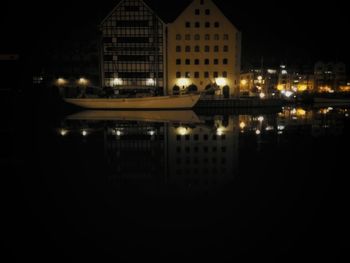 Exterior of illuminated buildings at night