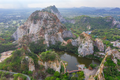 Panoramic view of rocks and mountains