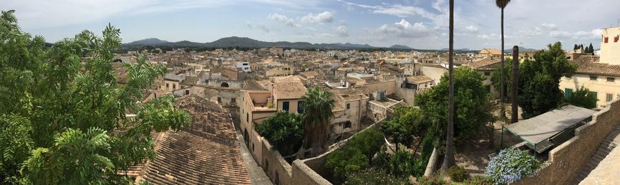 High angle view of townscape against sky