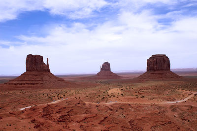 View of rock formations in desert against sky