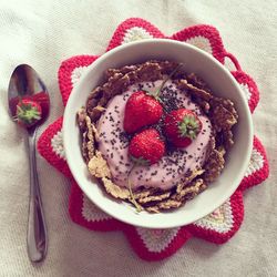 High angle view of dessert in plate